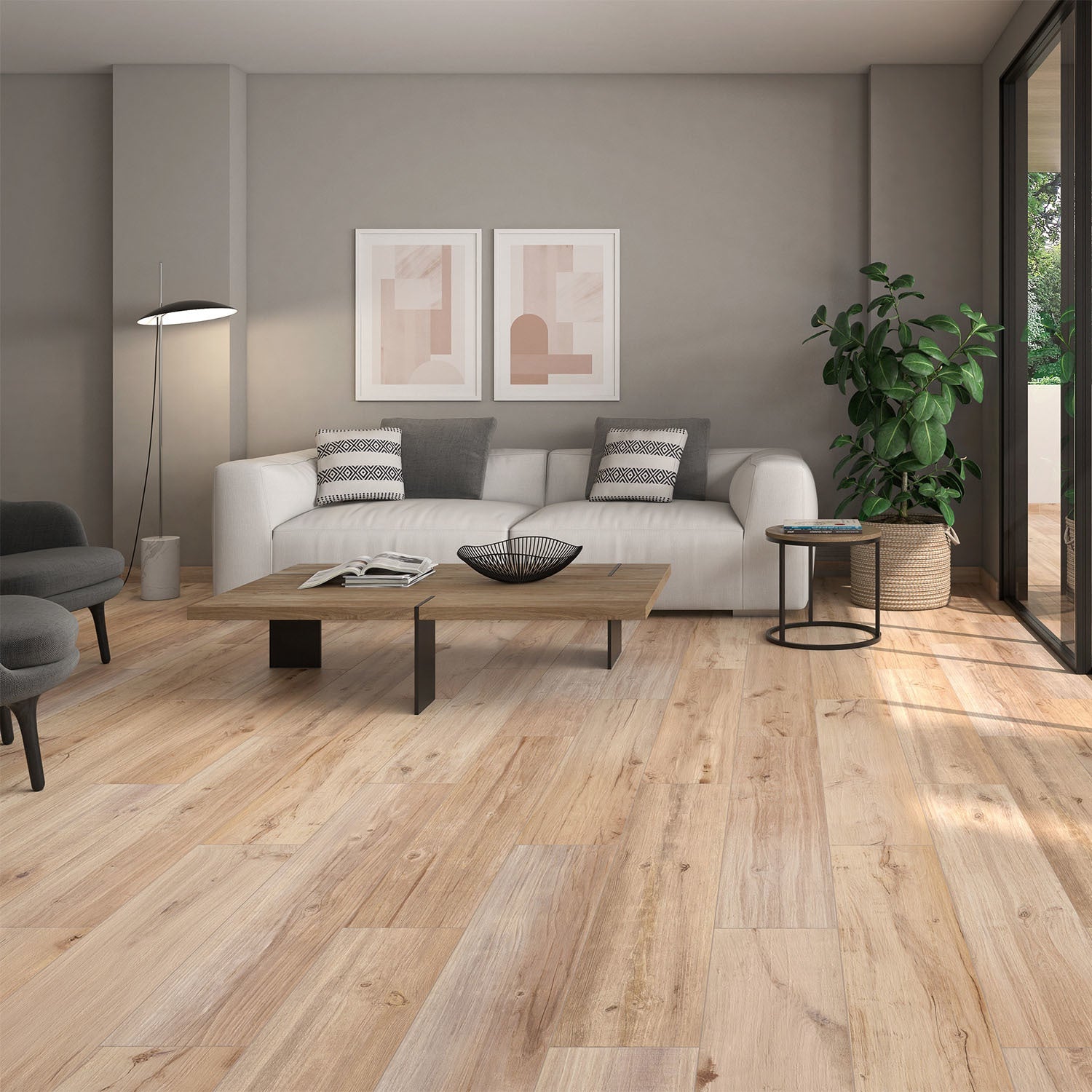 gretton bianco large white stone-effect floor tiles