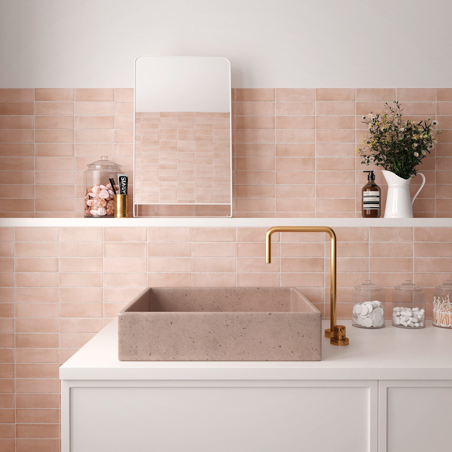 Pink Wall Tiles Anise Pink Gloss Rectangle Ceramic Tiles | Welovecouk