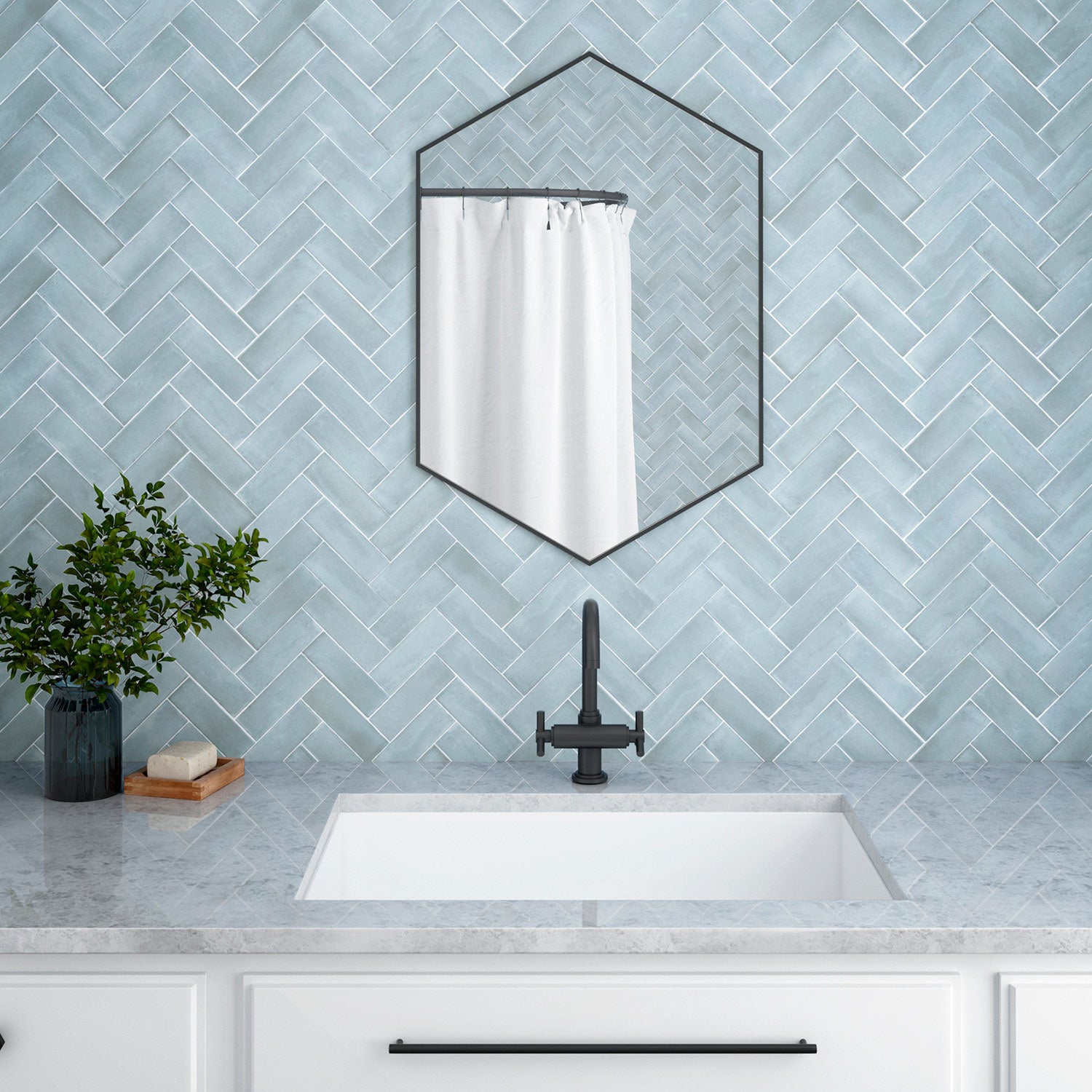Sky Blue Bathroom Tiles