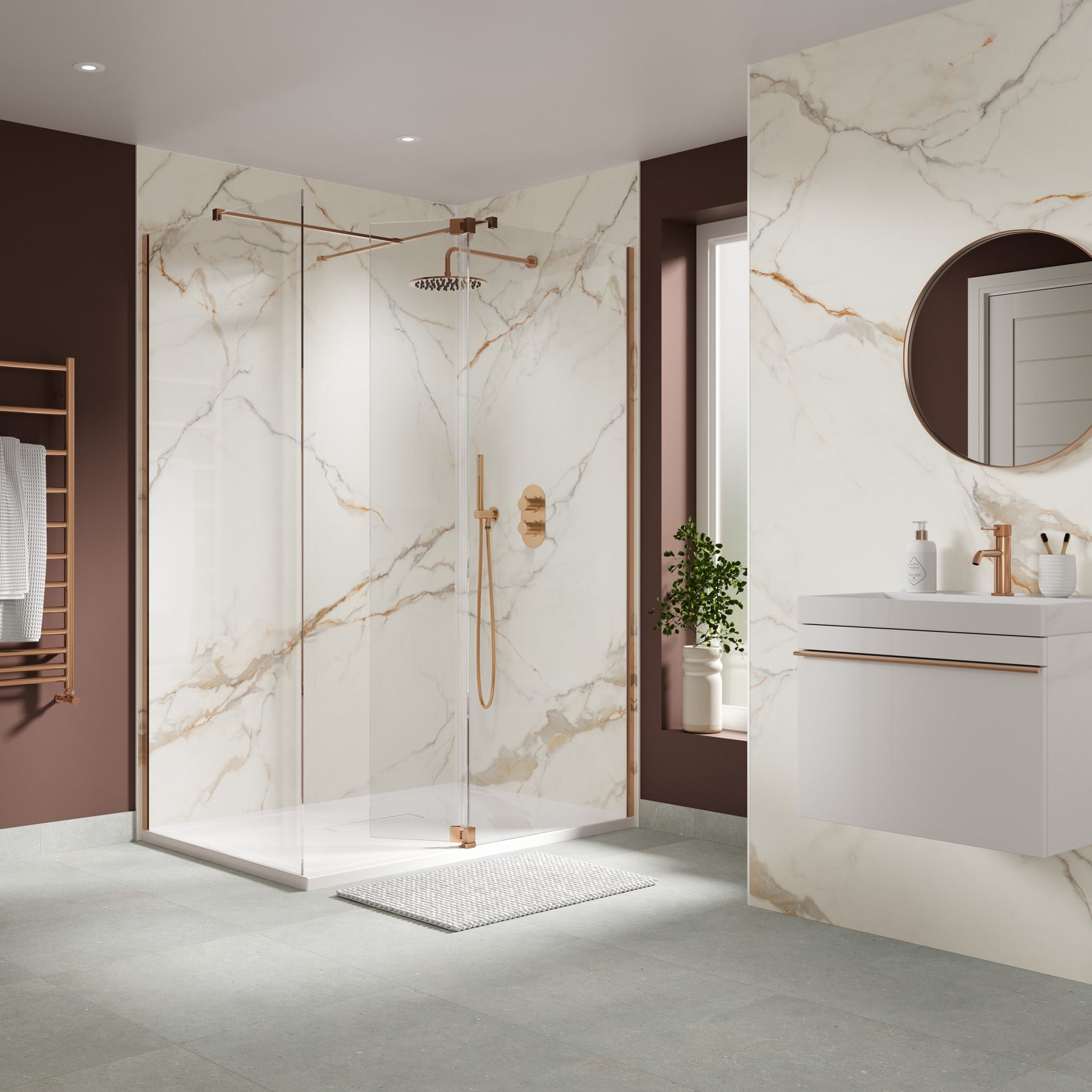 Corinthia White Gold Matt Shower Panel