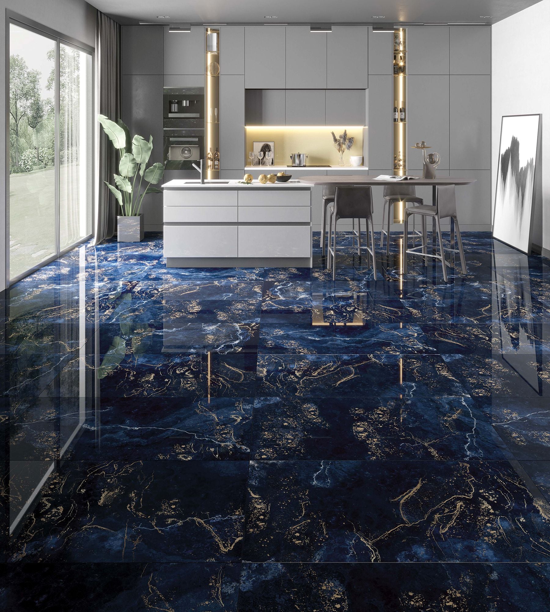 Filton Deep Blue Polished 1200mm x 600mm Tile