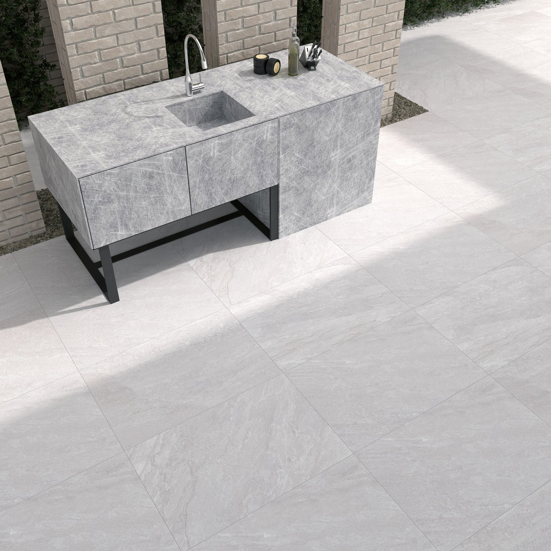Headley White 900mm x 600mm Outdoor 20mm Tile
