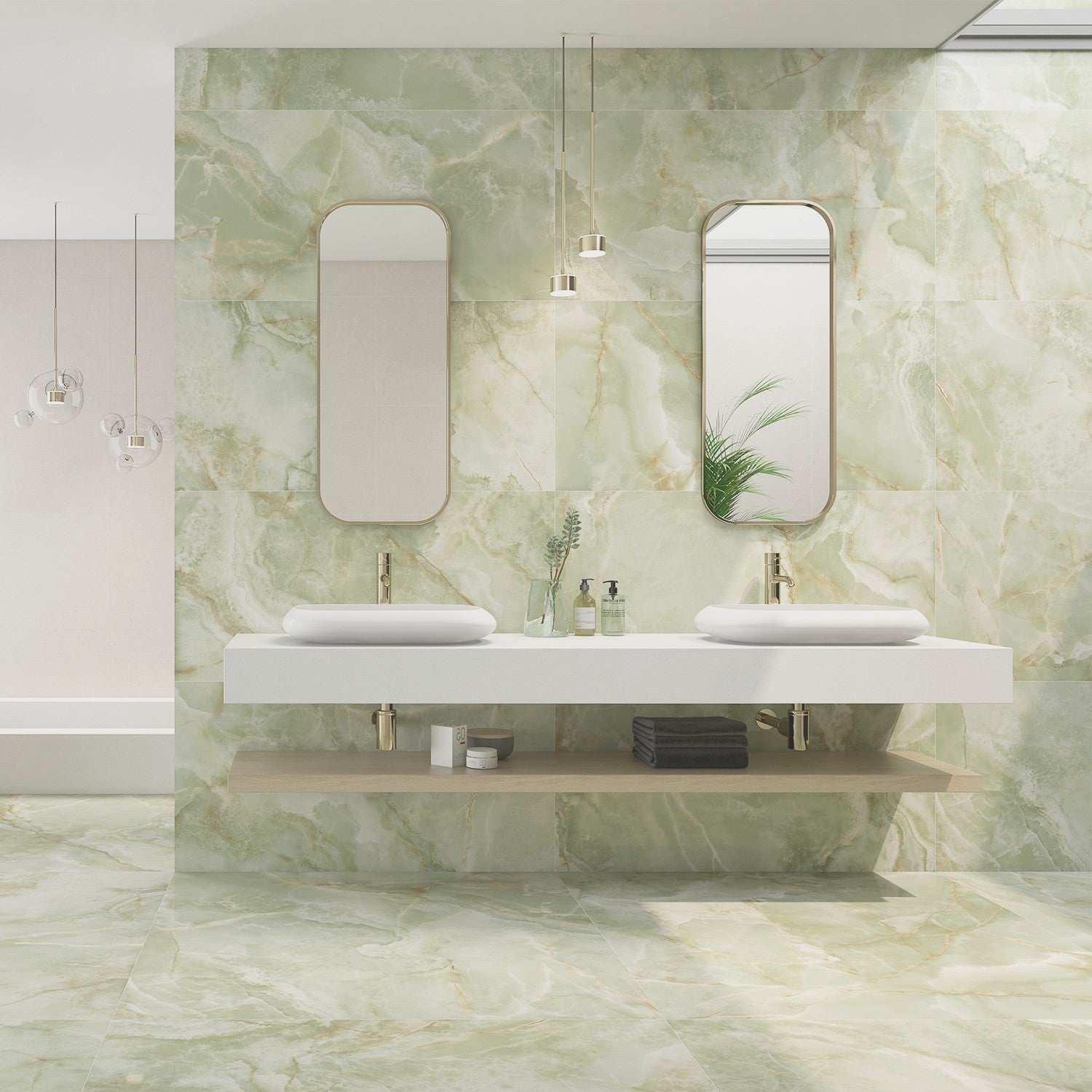 Green Marble Bathroom Bathroom Design: Pretty Ensuite With Bold Green
