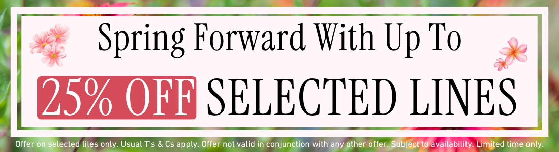 Promotional banner with flowers and text offering a discount on selected lines.