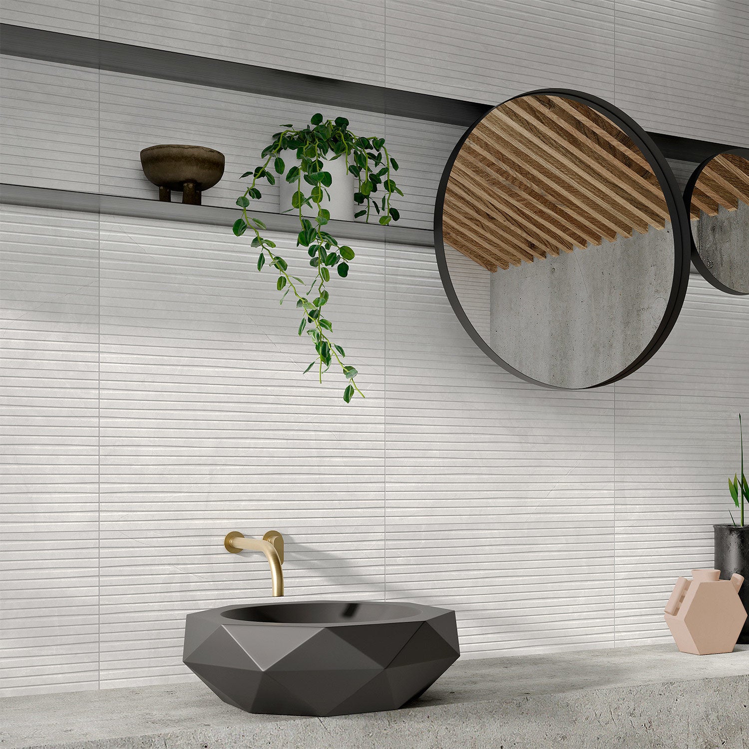 Ventus White Ribbed Tile – Tileflair