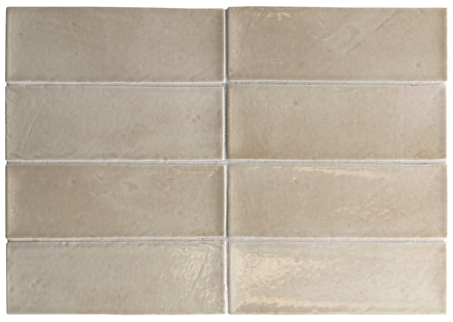 Beige porcelain tiles arranged in a grid pattern on a white background