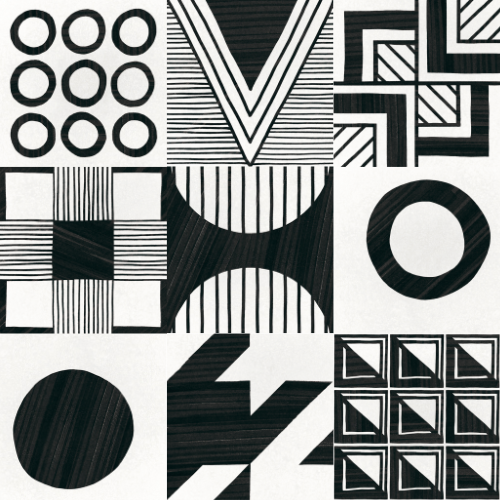 Art Black and White Patchwork Tile