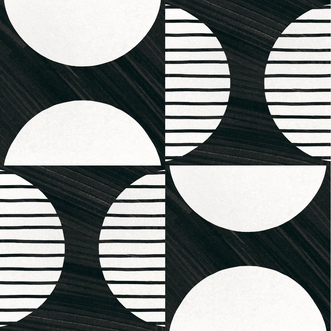 Art Black and White Moonline Tile