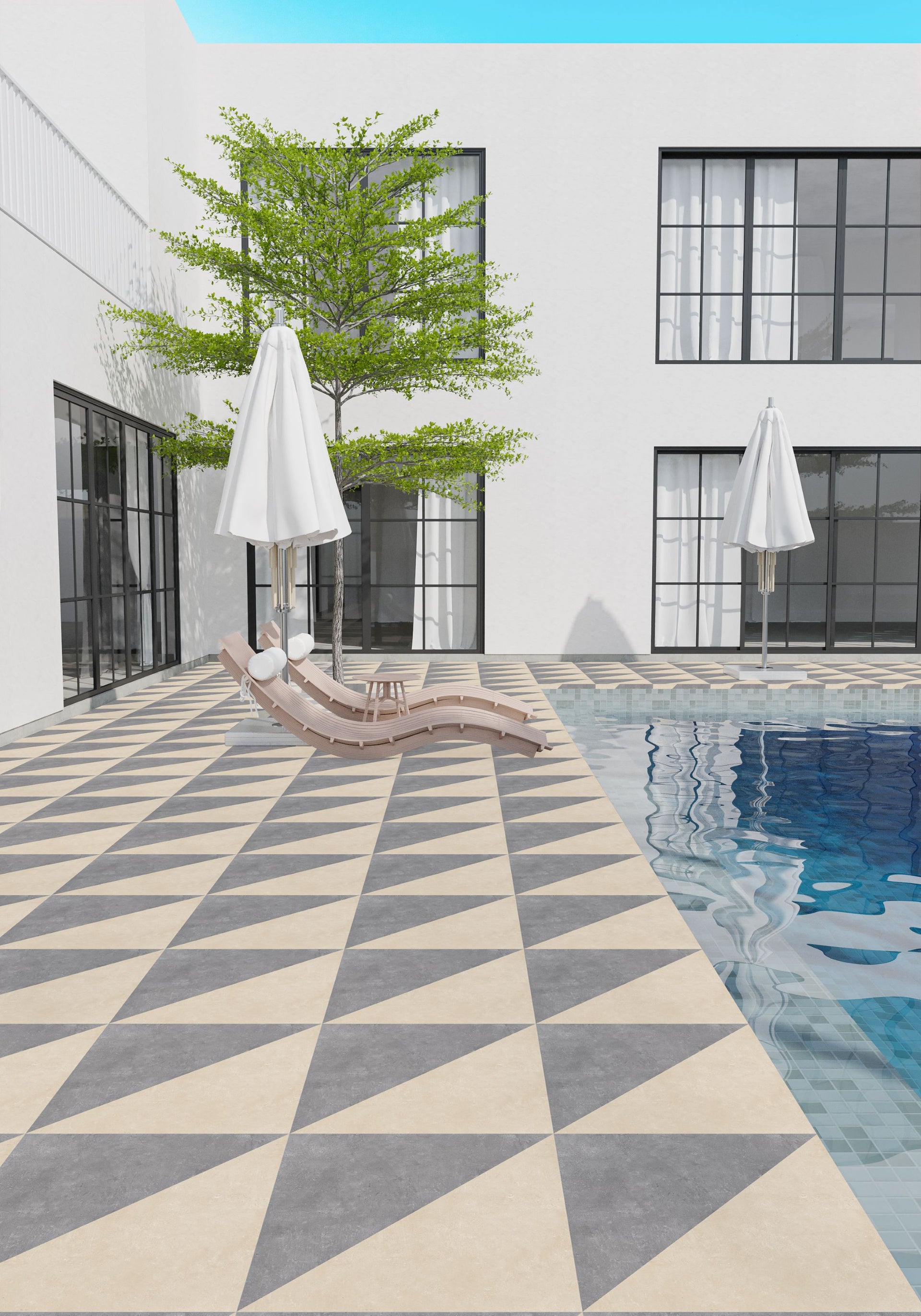 Bodrum Triangle Decor 600mm x 600mm Outdoor 20mm Tile