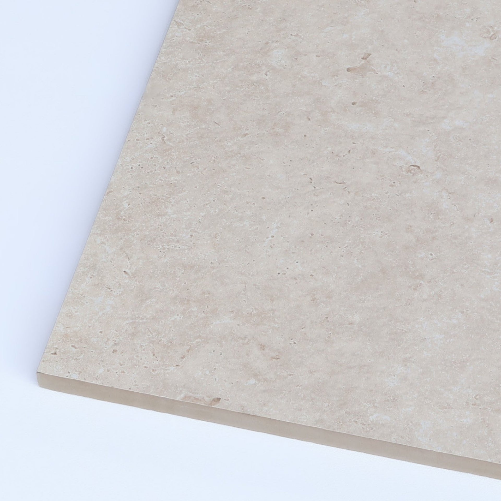 close-up angled shot of Boxford beige stone effect tiles 