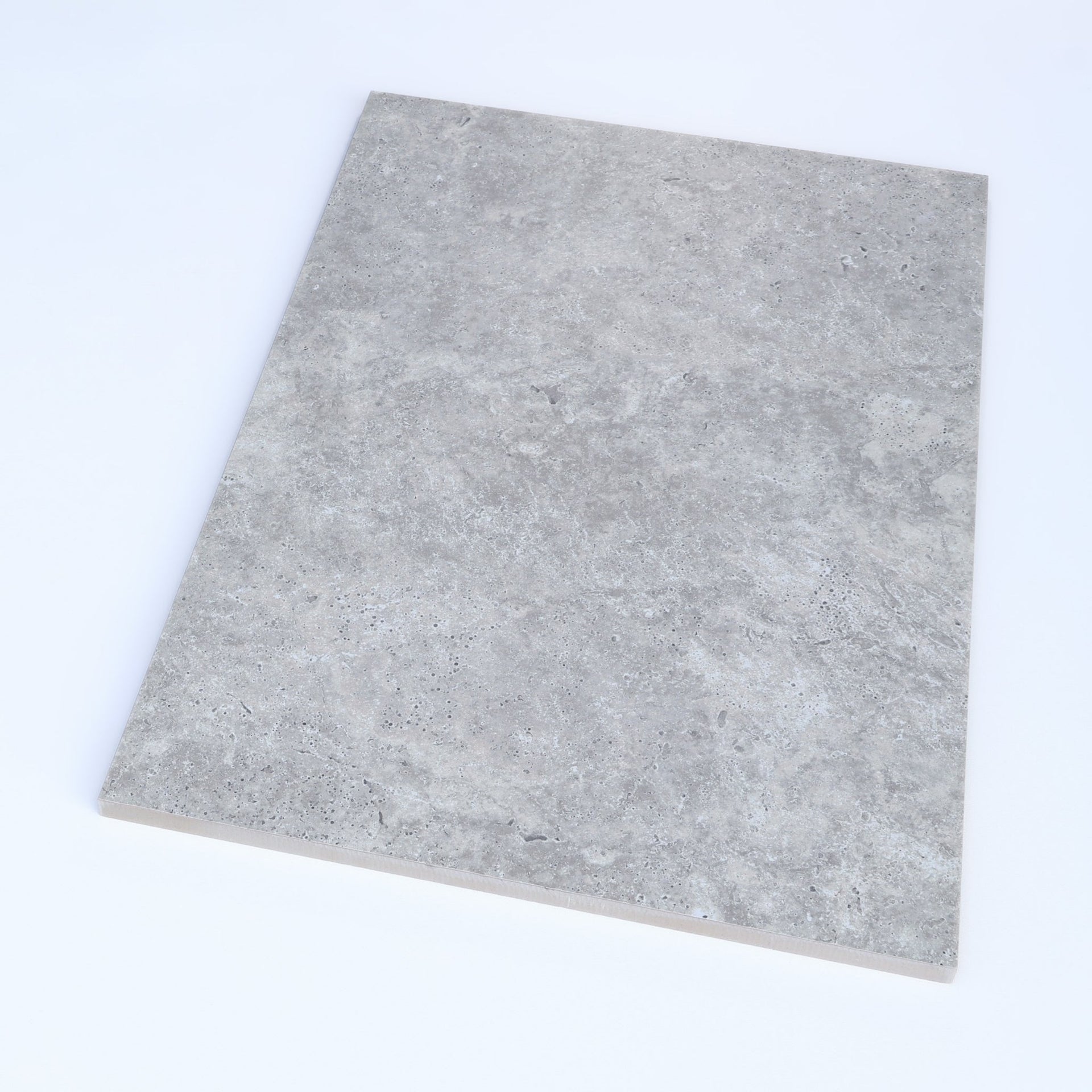 angled shot of boxford silver stone-effect tiles