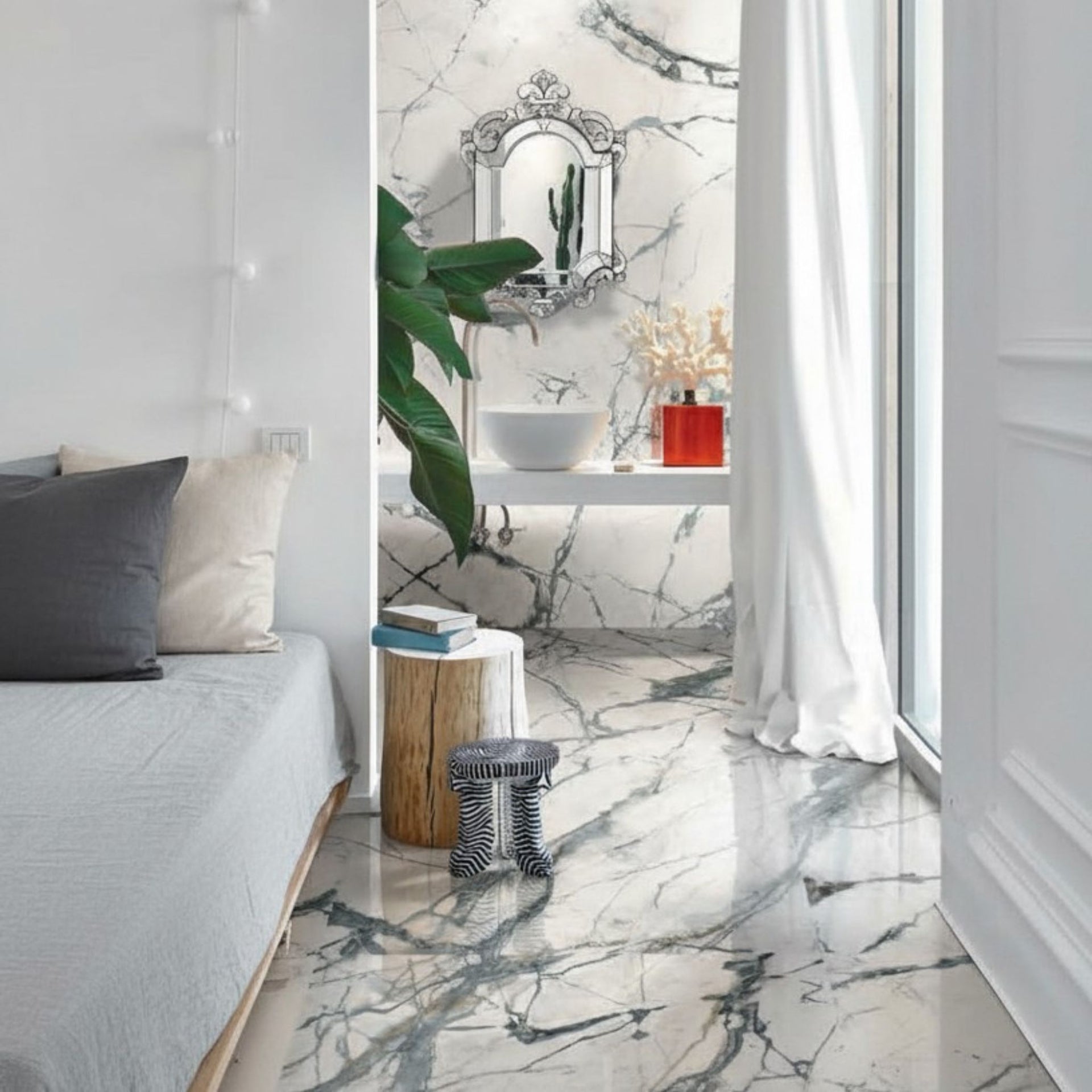 Firenze Invisible White Polished 1200 x 1200mm Tile