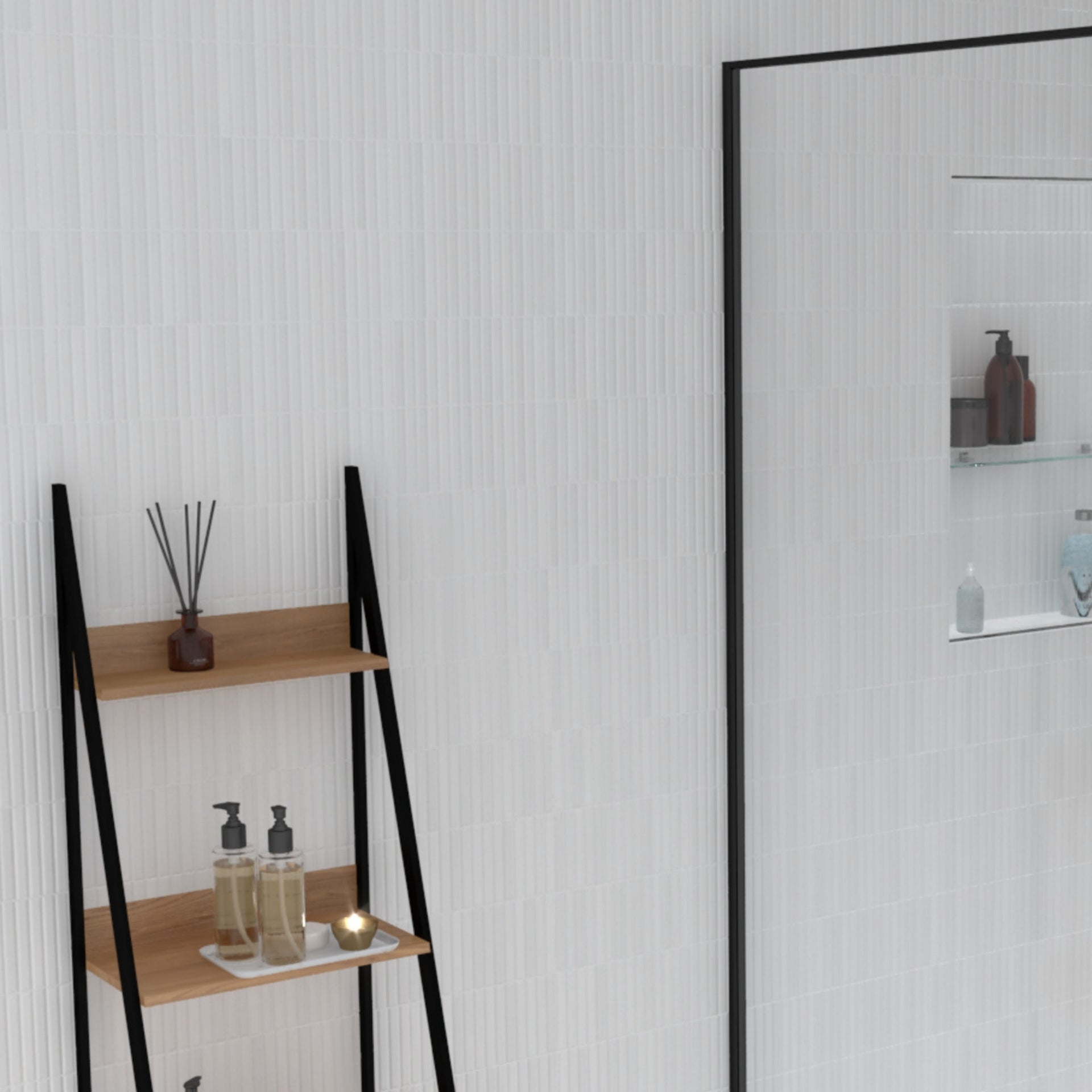 white kitkat wall tiles on bathroom area