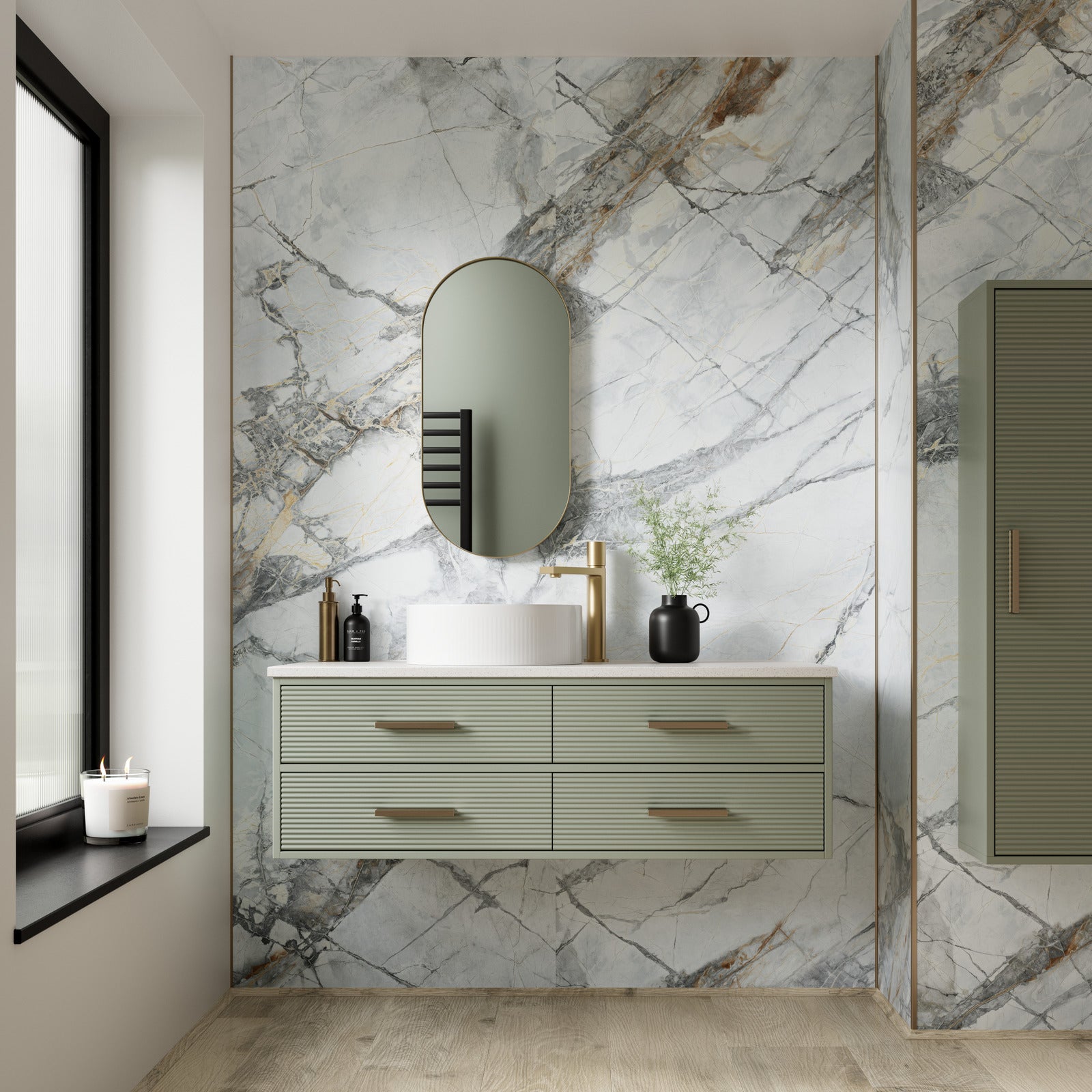 Fuji White Grey Matt Shower Panel
