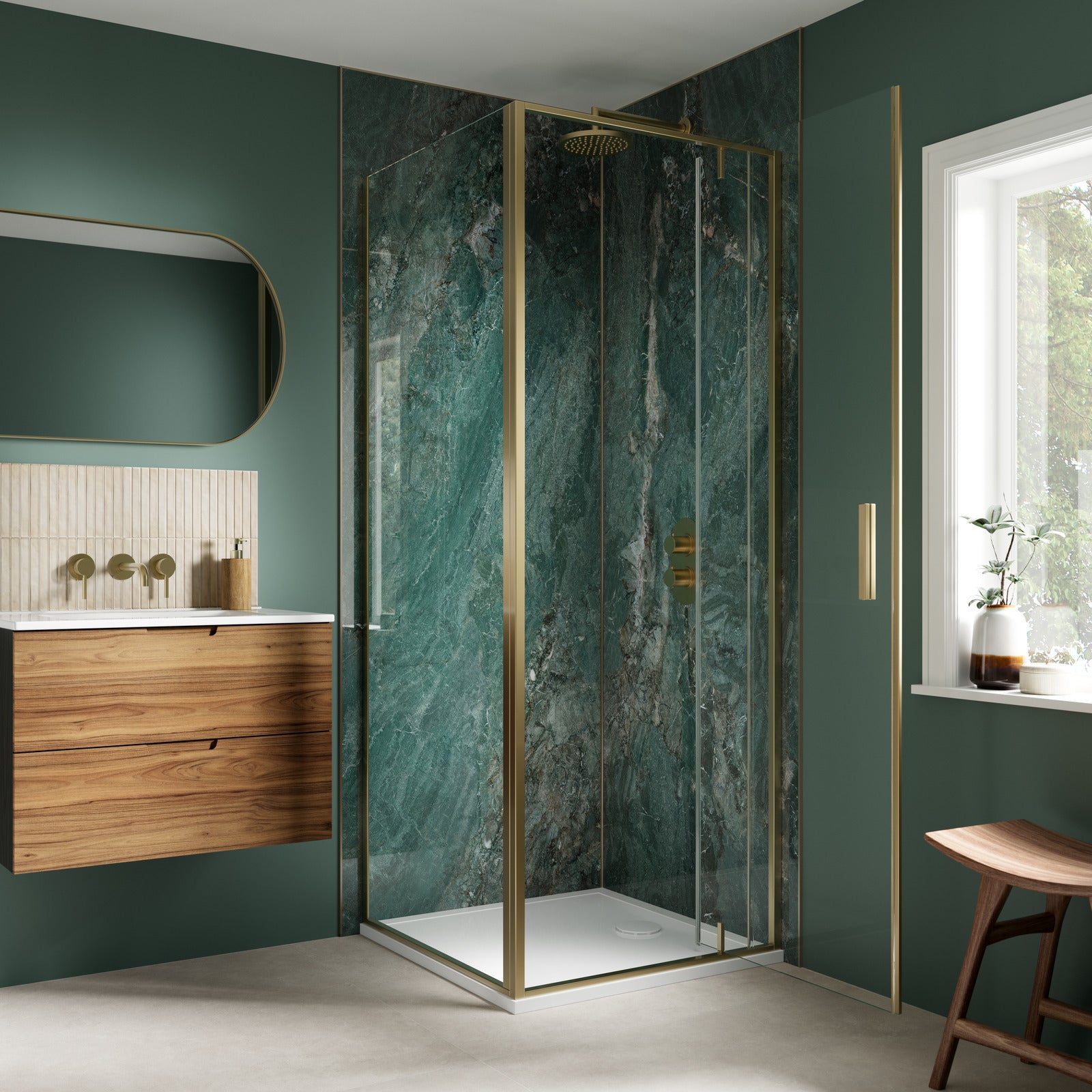 Jade Green Polished Shower Panel