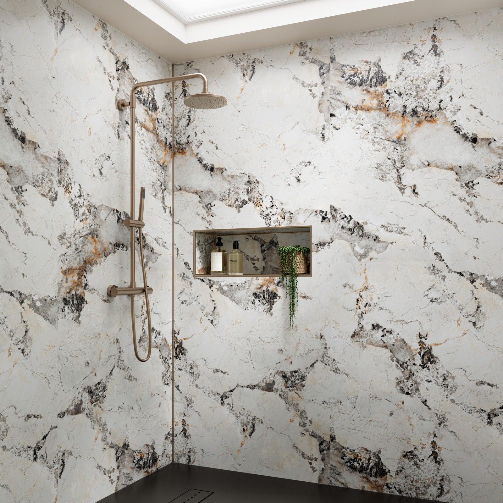 Kara White Gold Matt Shower Panel