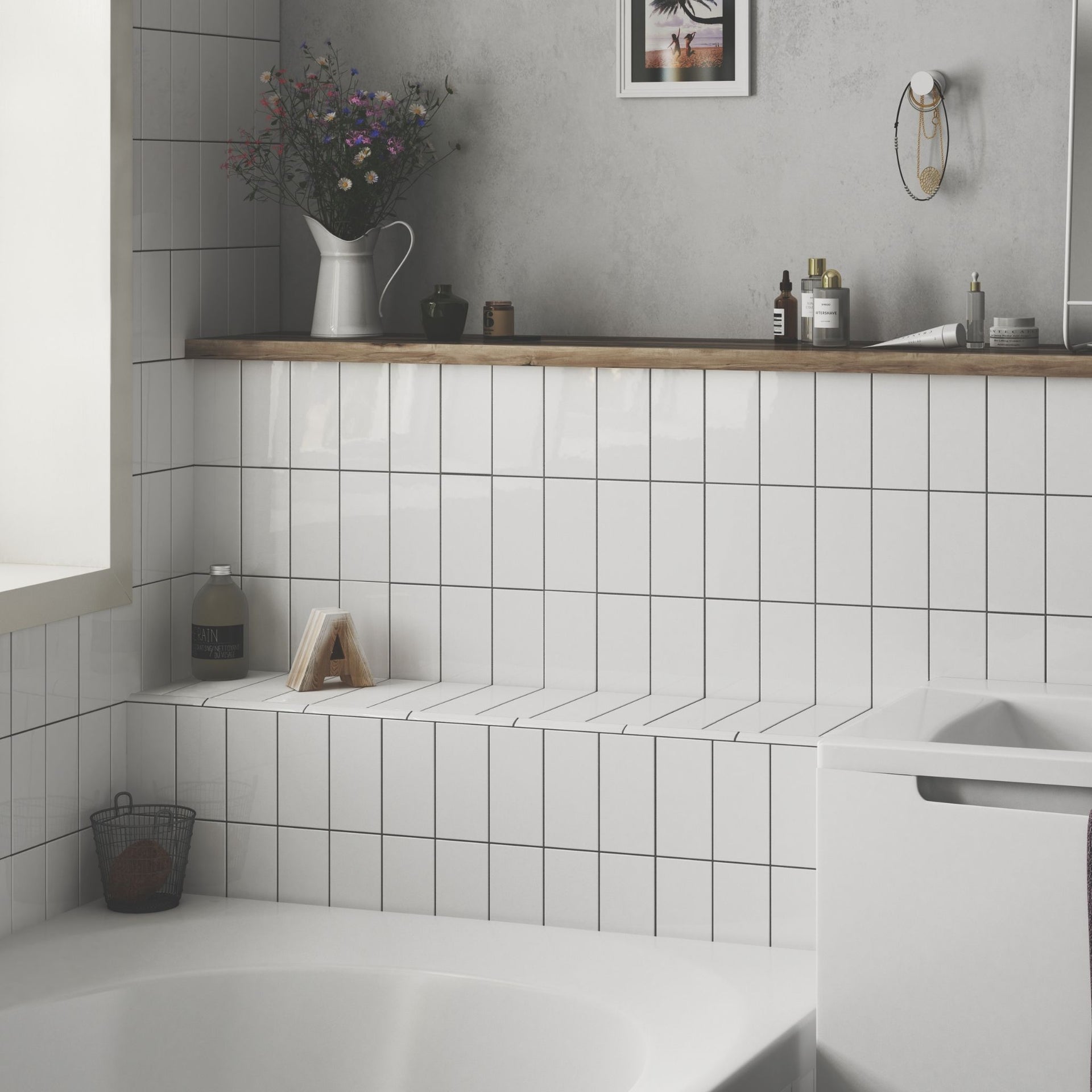 Metro White Plain Gloss Tile