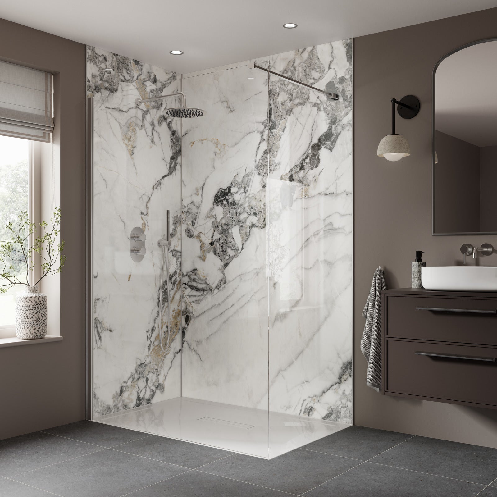 Olympus White Gold Polished Shower Panel