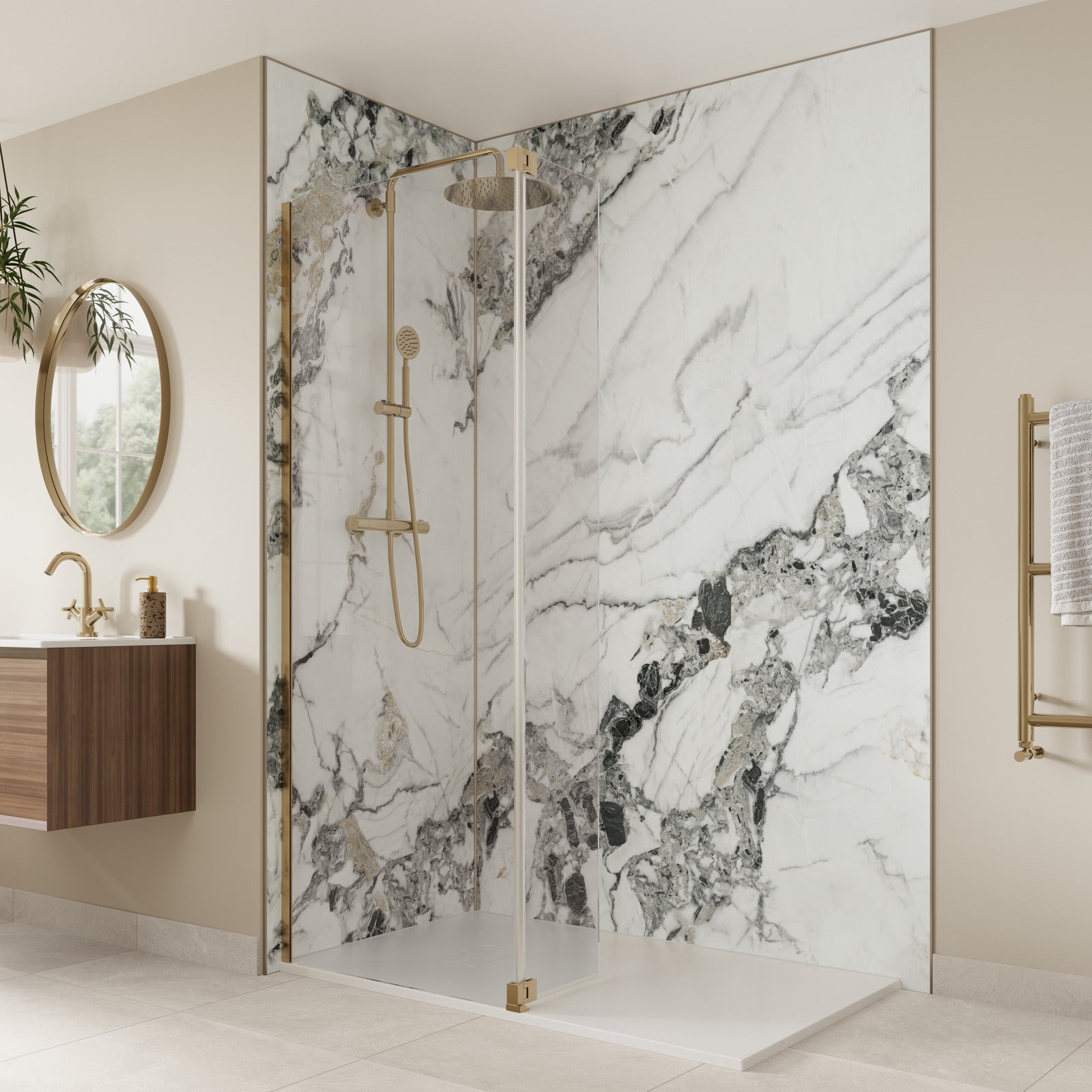 Olympus White Gold Matt Shower Panel
