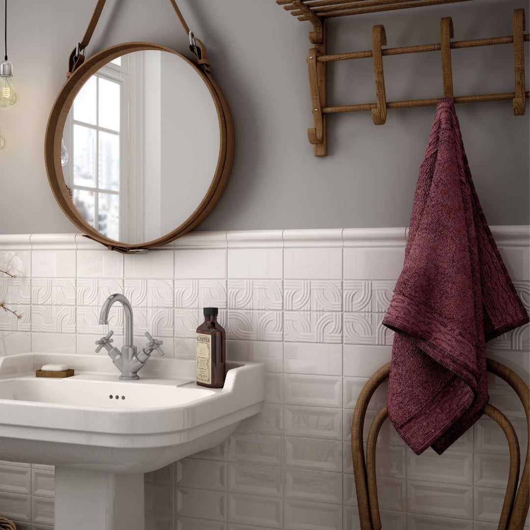 Reverse Metro White Plain Gloss Tile