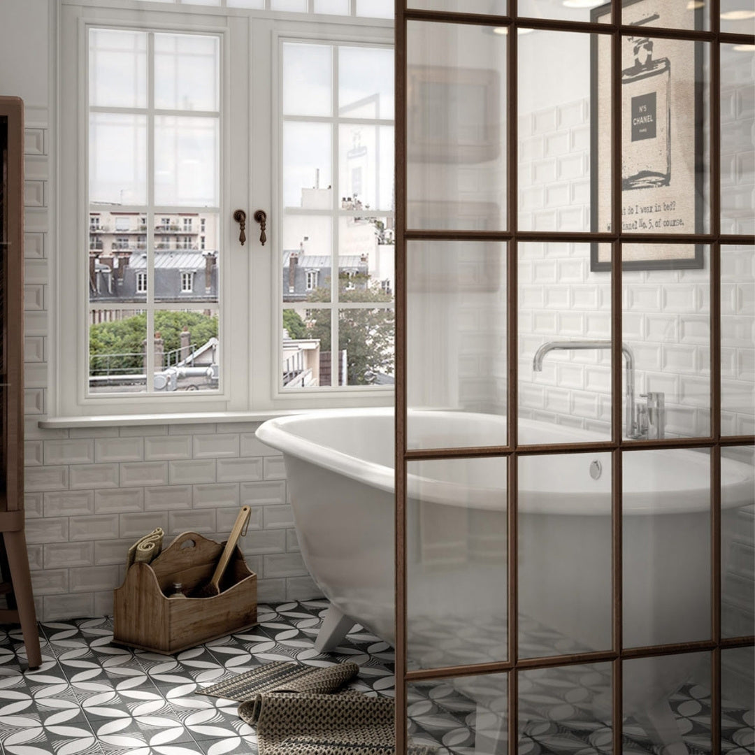 Reverse Metro White Plain Gloss Tile