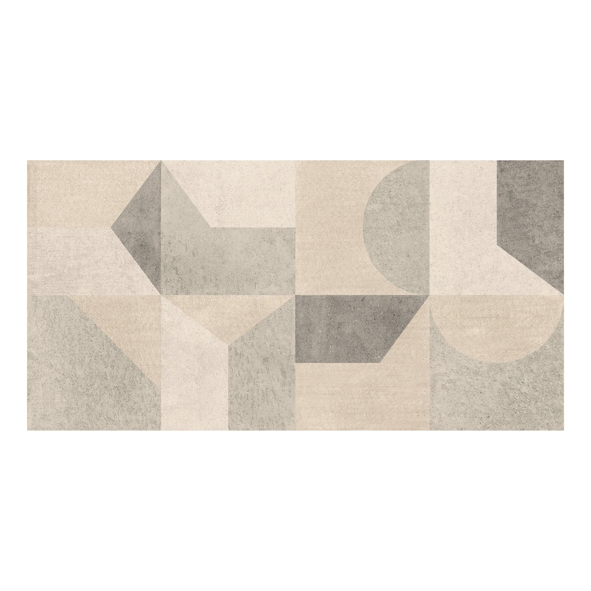 swatch of a geometric patterned tile with beige and grey colours